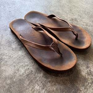 Rainbow Sandals Premier Leather Single Layer Narrow Strap Flip Flops Brown